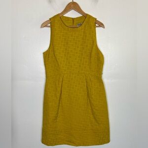 Eliza J Textured Mini Dress Size 12 Mustard Yellow Pockets Career Party Cocktai